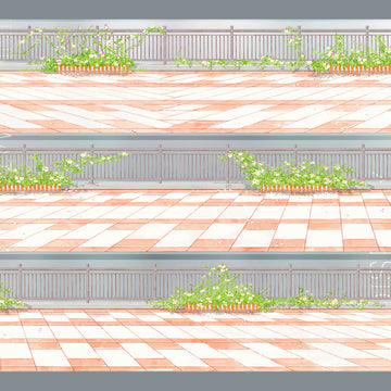 Spring promenade with flower planters PET tape design