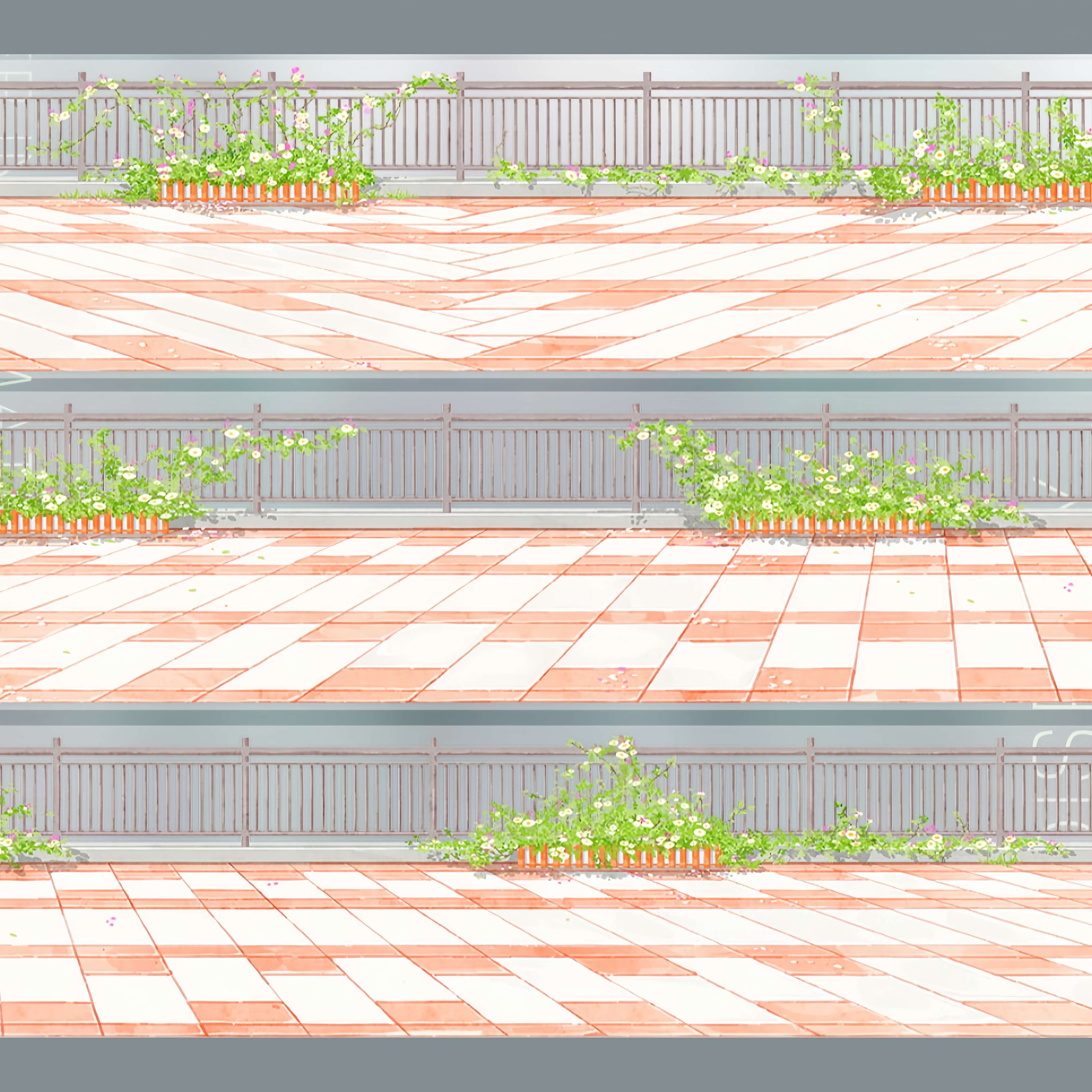 Spring promenade with flower planters PET tape design