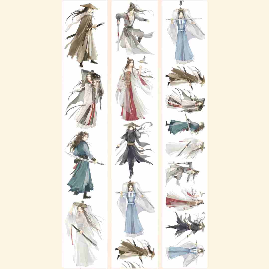 Elegant swordsman design, roll view