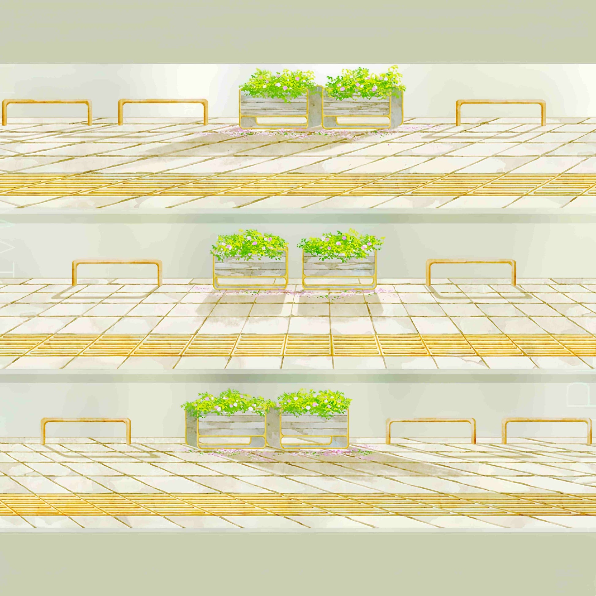 Flower terrace walkway PET tape design