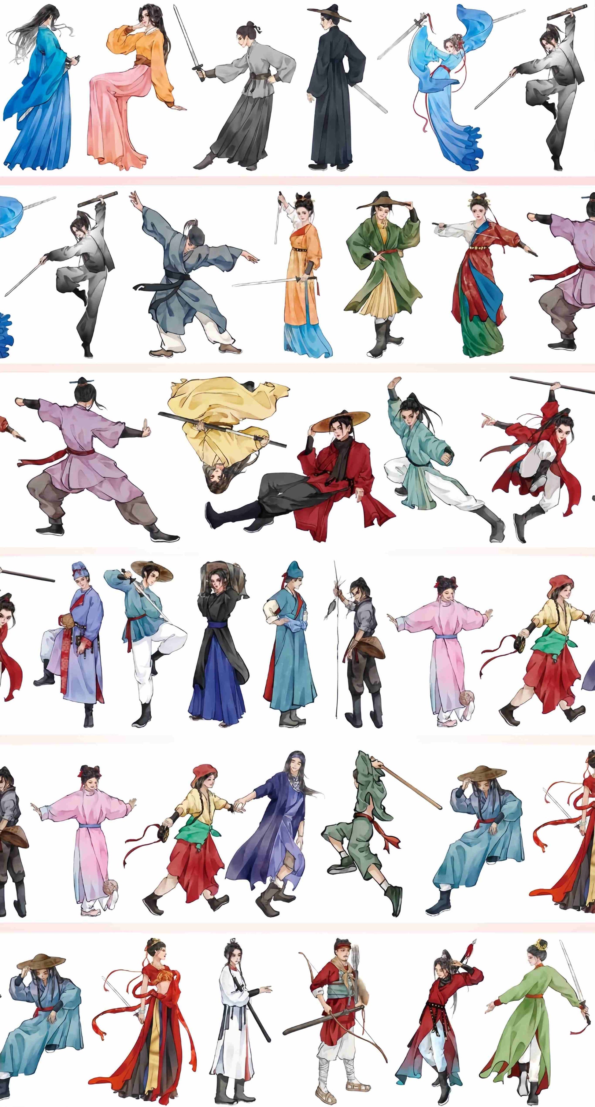 Wuxia warrior design, roll view
