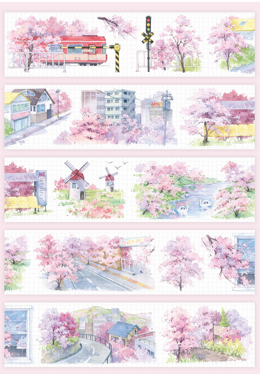 Cherry Blossom floral decorative tape detail view