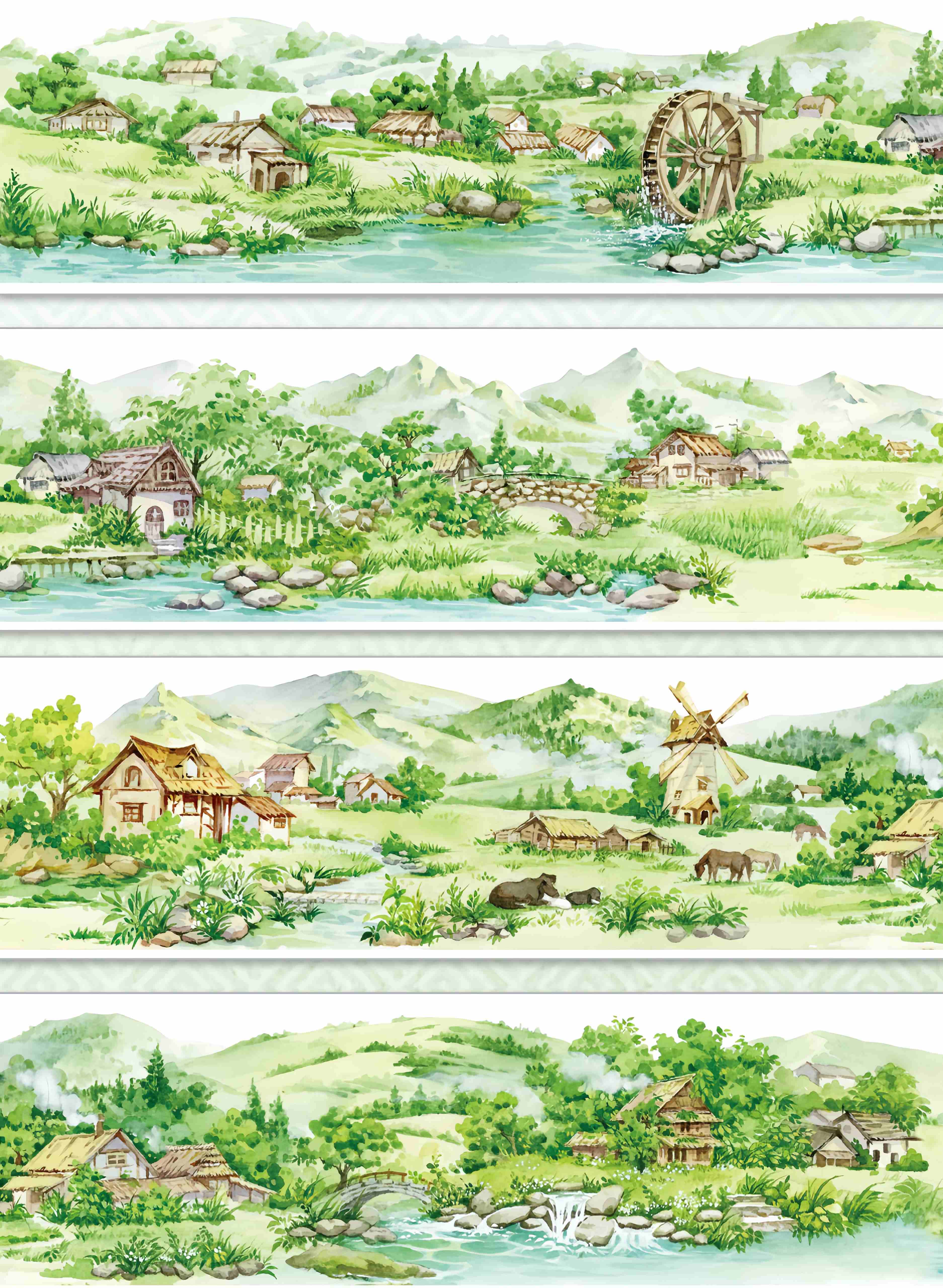 Distant hills village design, roll view