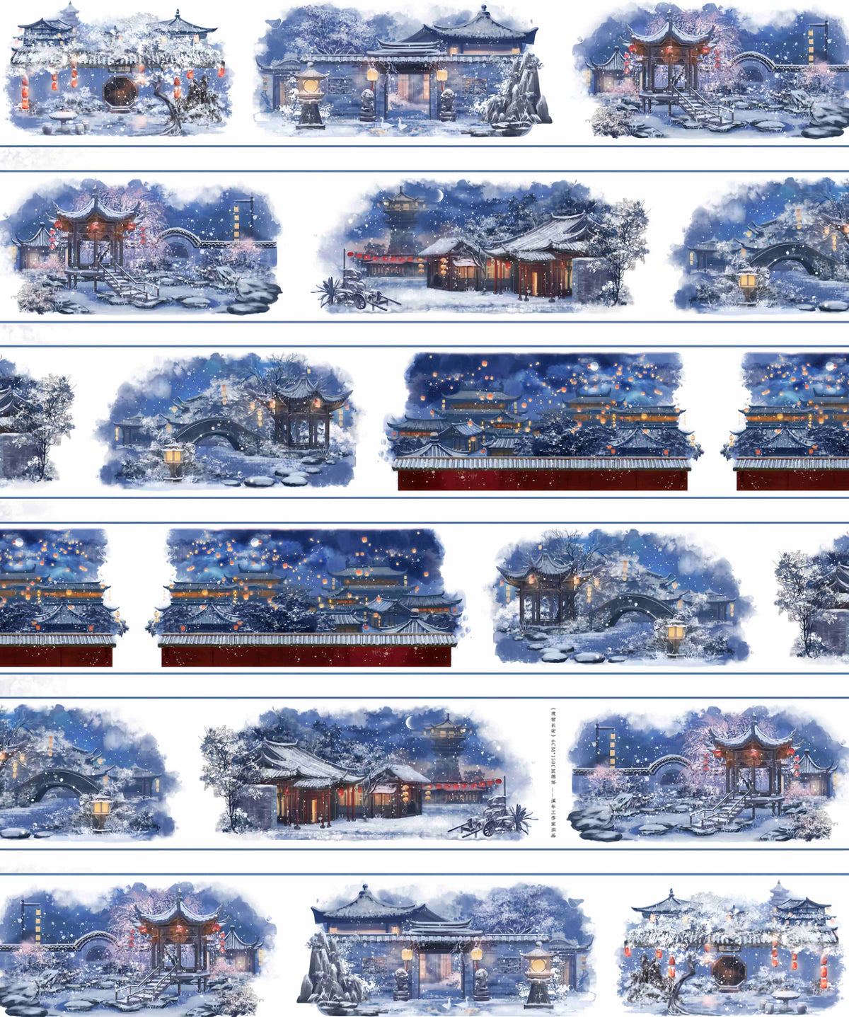 Snowy palace night design, roll view