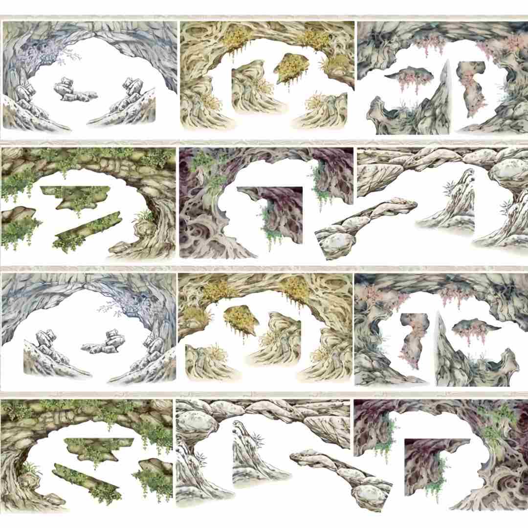 Night style violet rock grotto frame tape strips