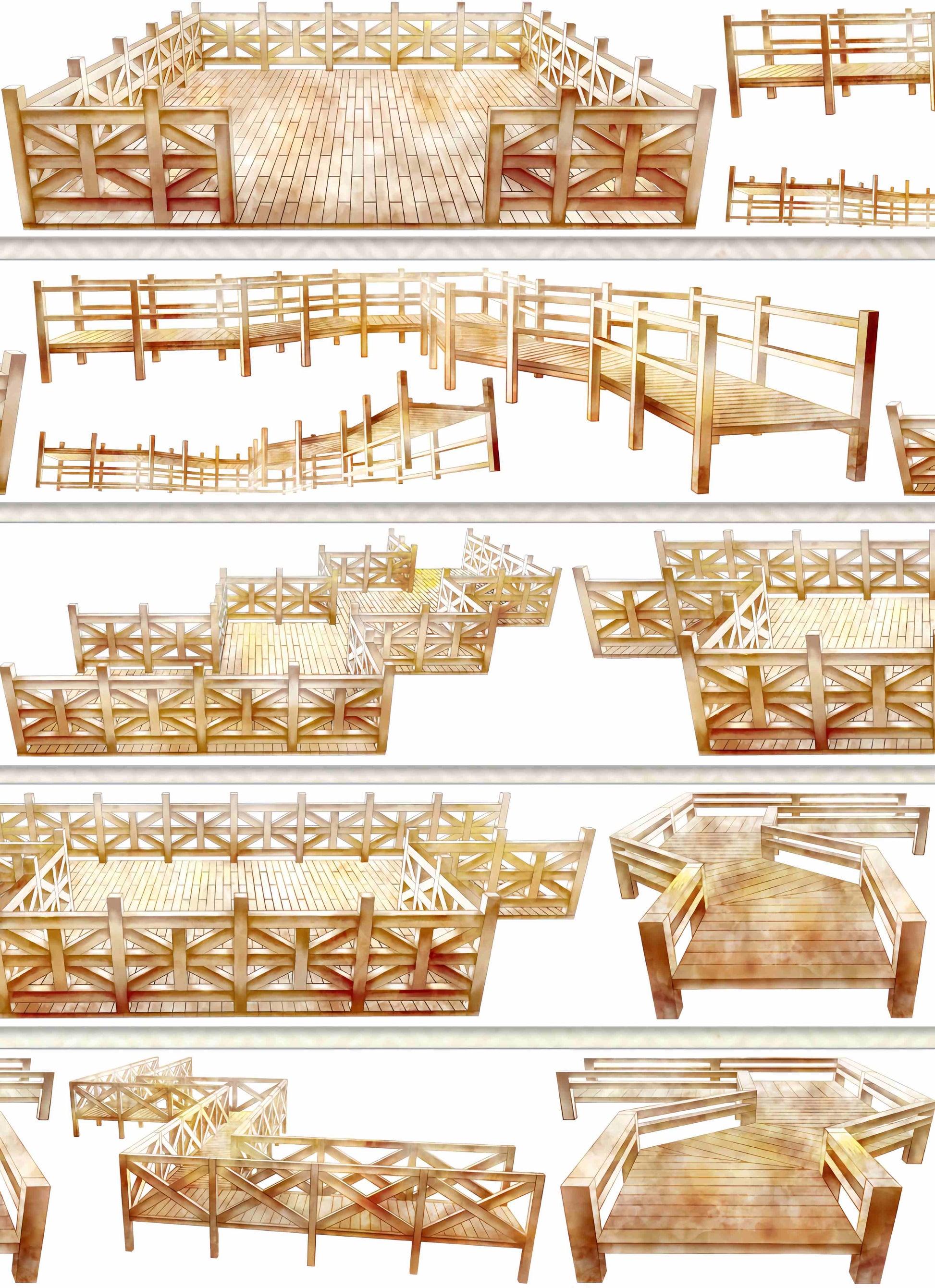 Wooden boardwalk design, roll view
