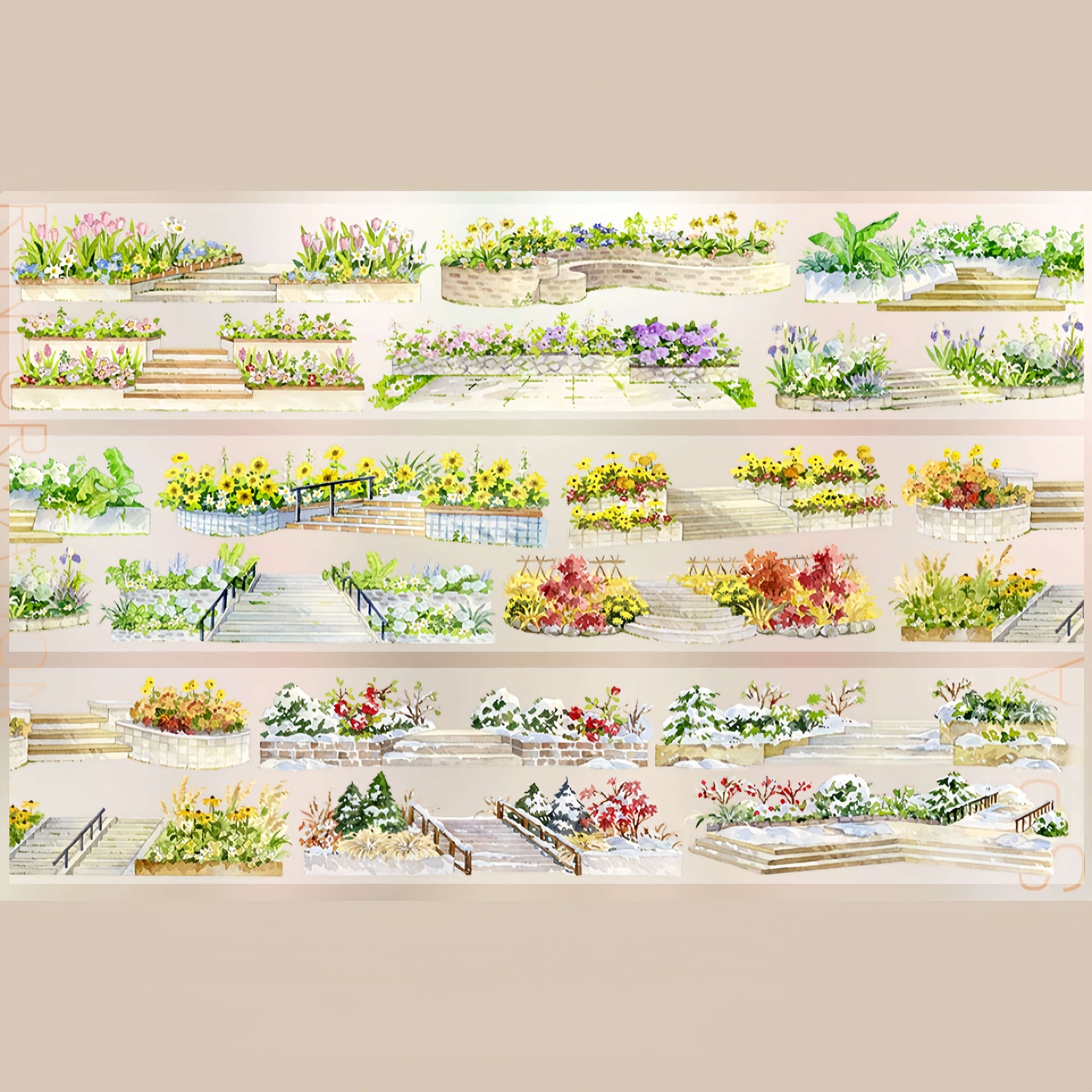 Garden flower beds PET tape detail view