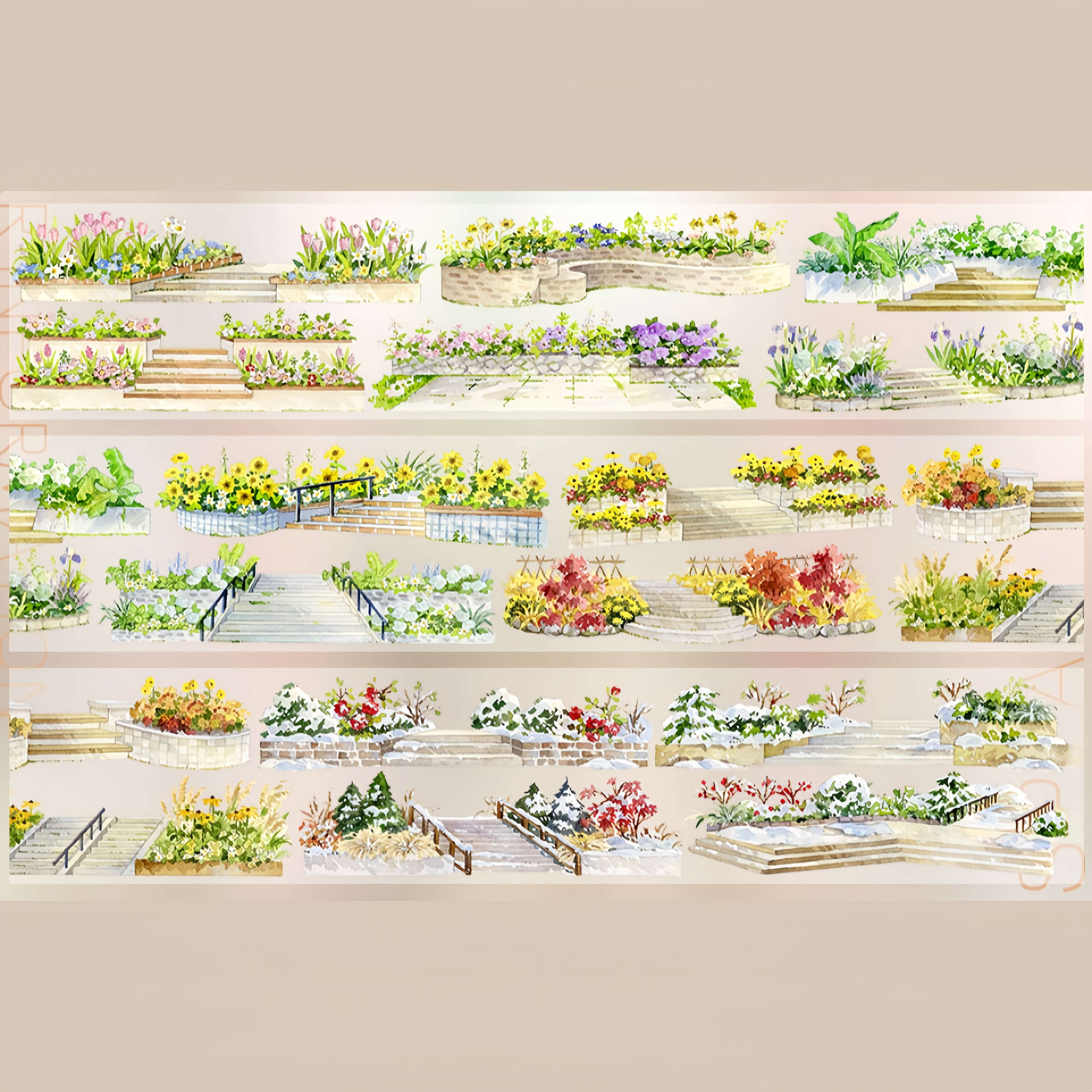 Garden flower beds PET tape detail view