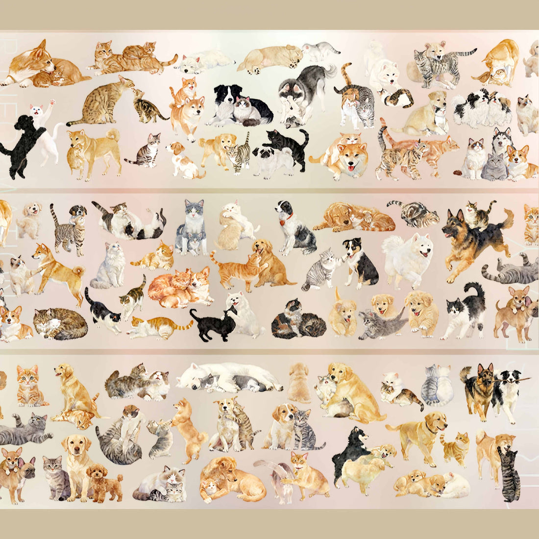 Cats and dogs companion collage PET tape design