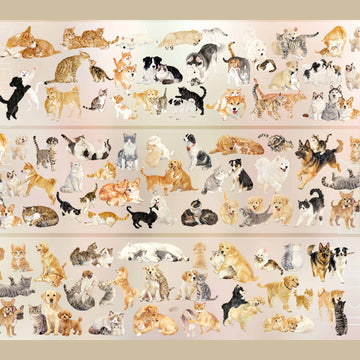 Cats and dogs companion collage PET tape design
