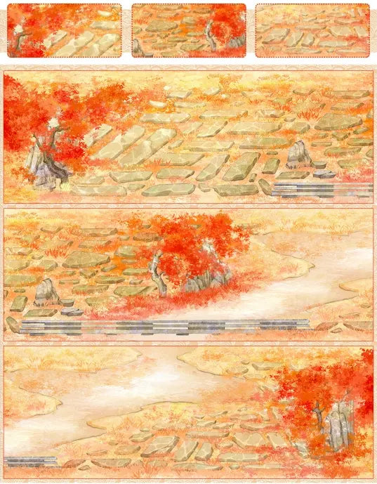 Decorative tape with red leaves and stone path design by Shroomi